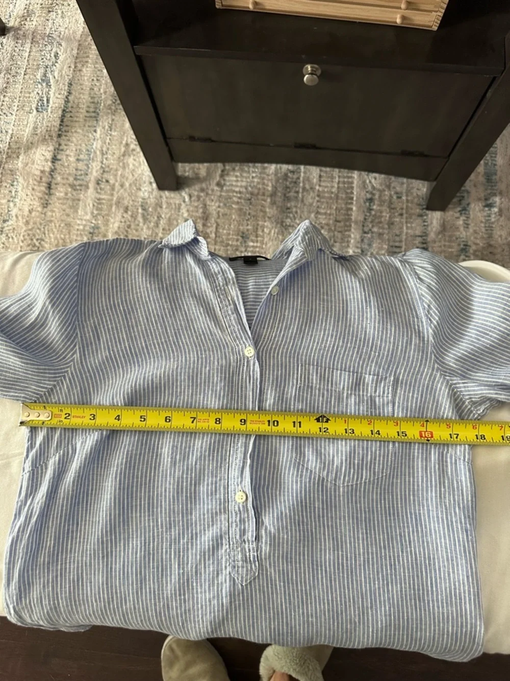 J.Crew Blue White Stripe Popover Button Front Shirt Women’s Size 2 Cotton - Picture 6 of 8